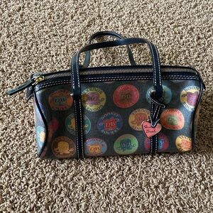 Dooney & Bourke Black Multicolored Round Logo Handbag 👛